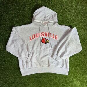 Big Ball Sports Louisville Cardinals Hoodie Mens Medium Gray LV786 NCAA Vintage
